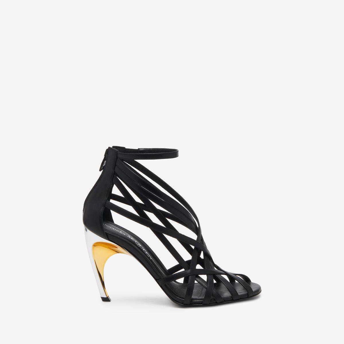 Alexander McQueen Women's Black Armadillo Strappy Sandal - 6.5 (Calf Leather)